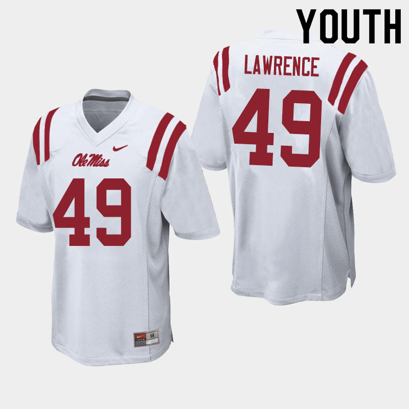 Youth #49 Jared Lawrence Ole Miss Rebels College Football Jerseys Sale-White - Click Image to Close